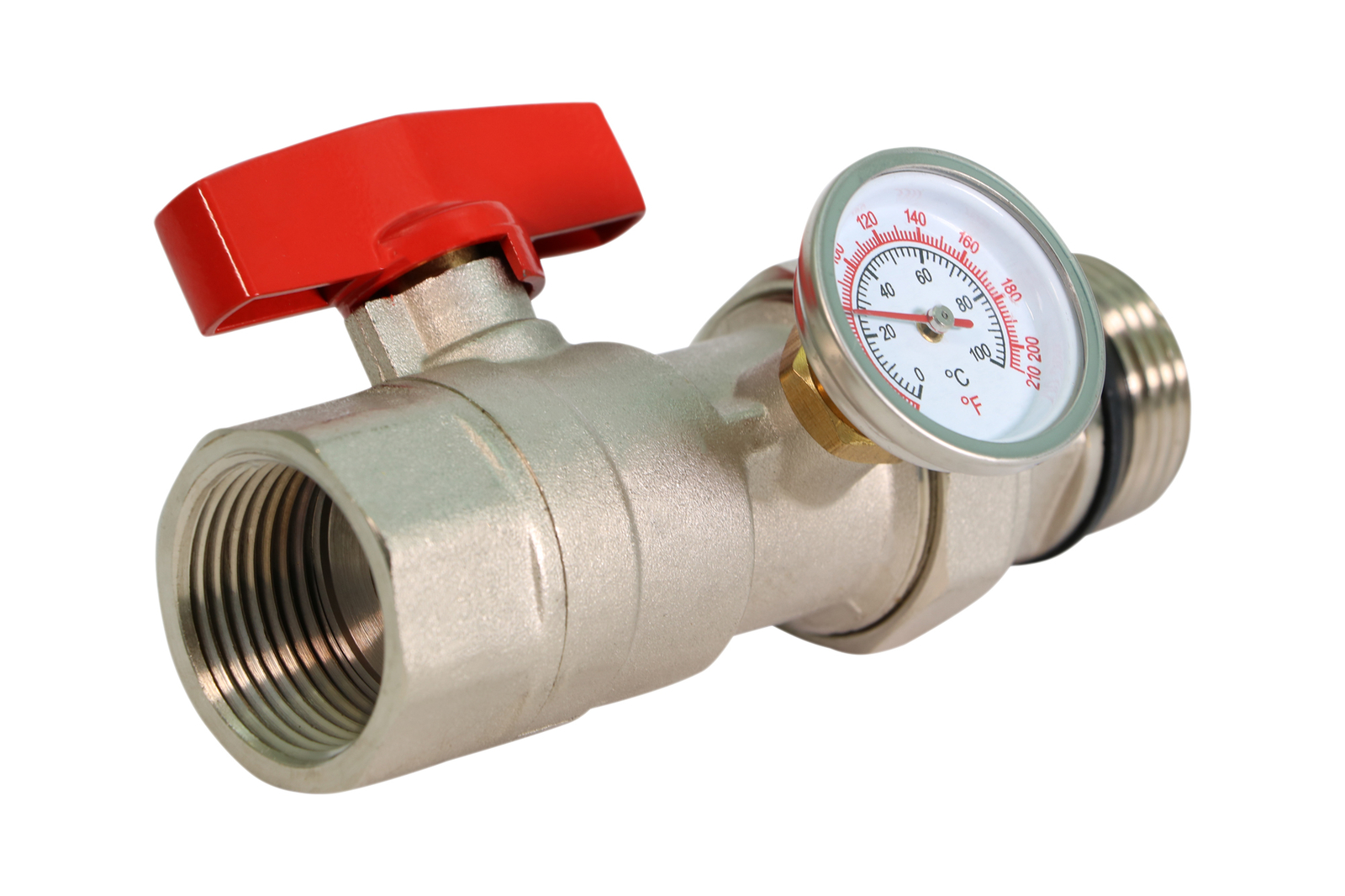 Midline Valve PEX 1/2 in. Ball Valve with Temperature Gauge; Red- Cold gallery