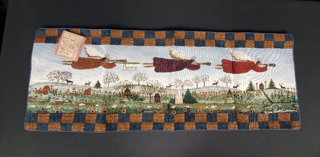 Carol Endres Signed Tapestry Table Runner 33 Inches X 12 Inches - Angels W/Peace gallery