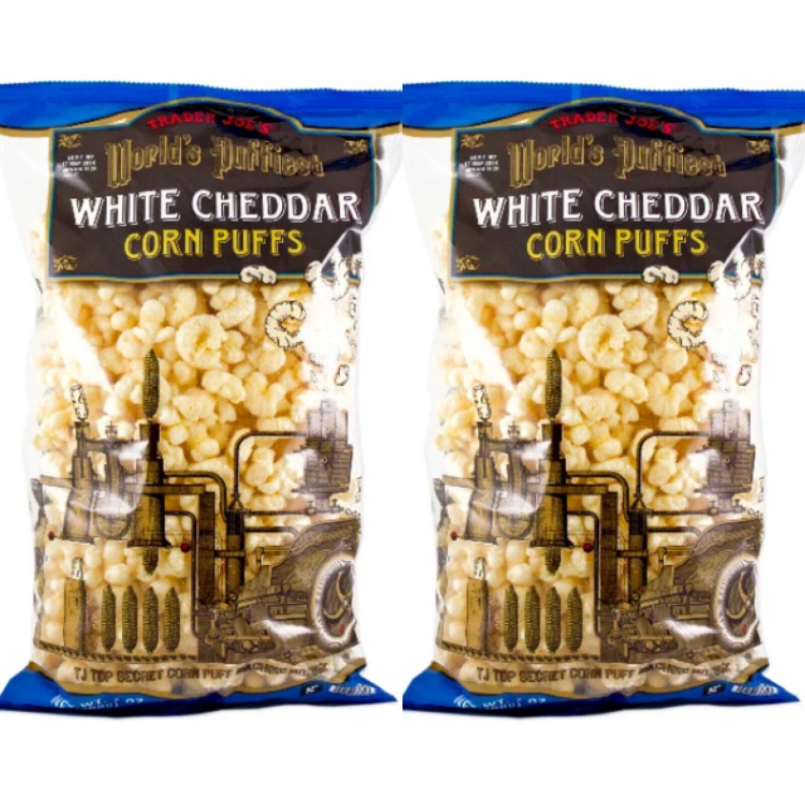 2 Packs Trader Joe's World’s Puffiest White Cheddar Corn Puffs 7 oz Each Pack gallery