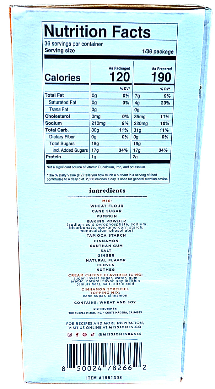 Miss Jones Pumpkin Bread Mix 3 x 15 Ounce Bags EXP 07/2027 gallery