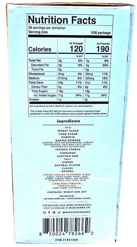 Miss Jones Pumpkin Bread Mix 3 x 15 Ounce Bags EXP 07/2027 gallery