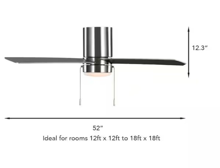 Hampton Bay Scenic 52 in. LED Indoor Brushed Nickel Ceiling Fan With Light New gallery