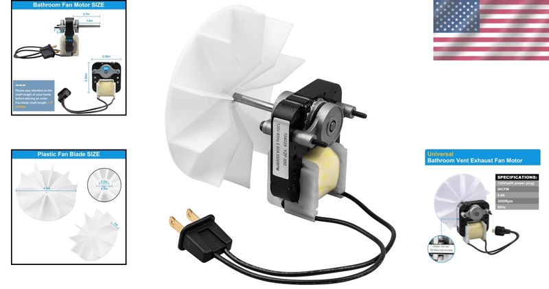 Reliable Bathroom Vent Fan Motor Replacement - 120V, Low Noise, Long-lasting Use gallery