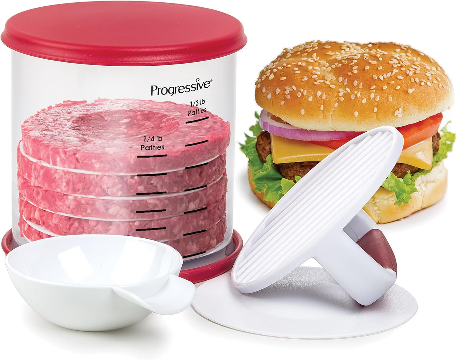 Perfect Burger Press Set – Press & Store Up to 6 Burgers, Non-Skid Base, Non-Sti gallery
