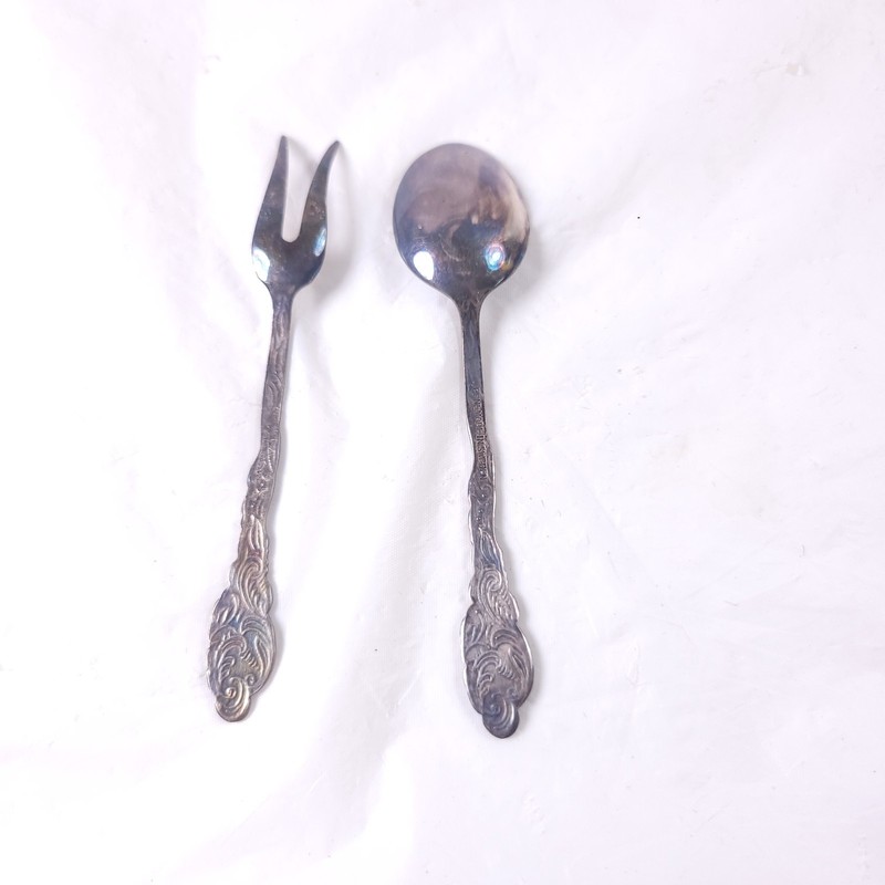 Sweden Silver Tone Fork Spoon Condiments Set Box gallery