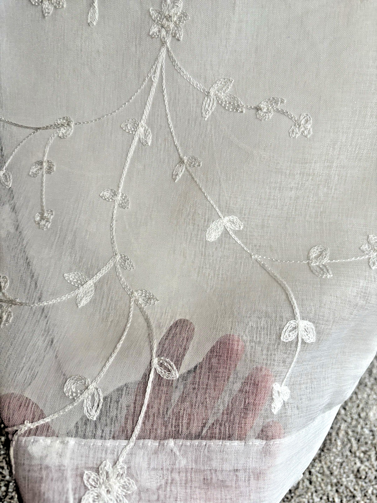 Laura Ashley Window Curtains 4 FOUR Panels 38 x 84 White Sheer Cream Embroidered gallery