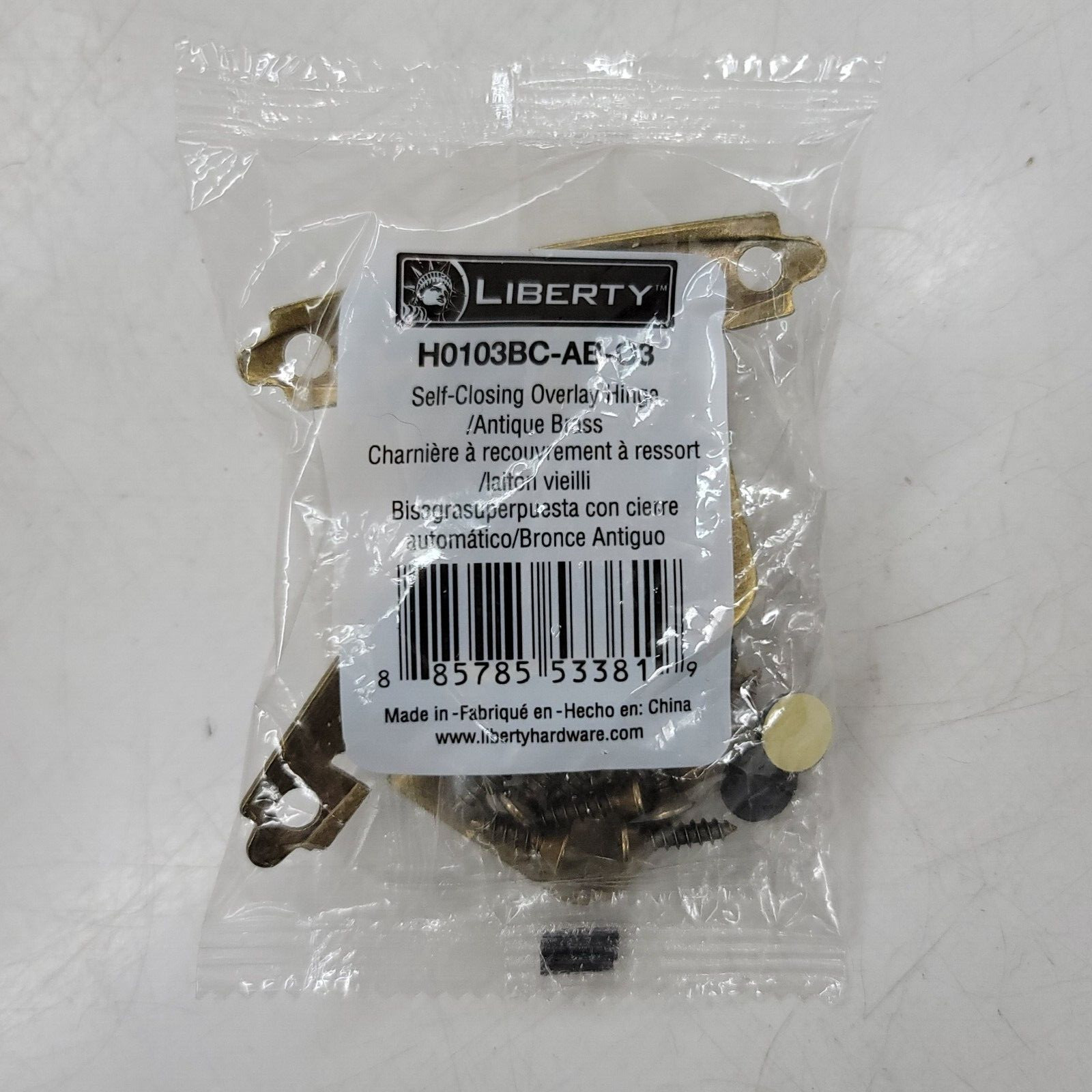 Liberty Self-Closing Overlay Hinge, 2 per pkg in Brushed Antique Brass H0103BC gallery