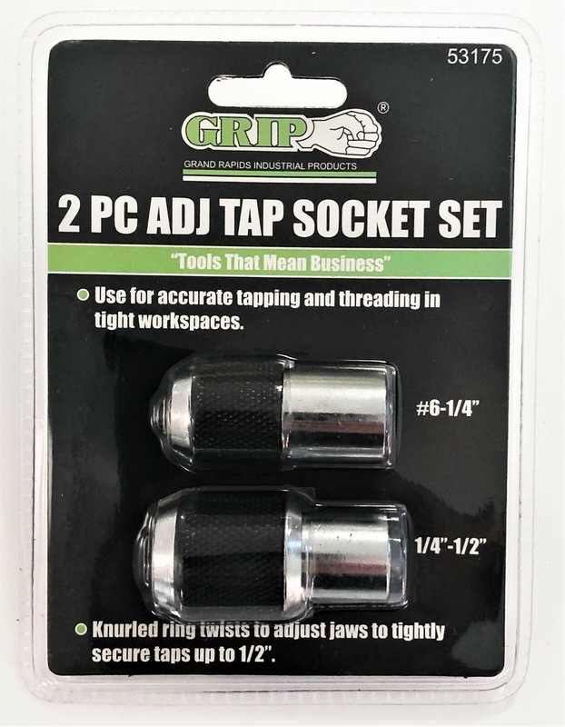2pc GRIP TOOLS 3/8" DR. ADJUSTABLE THREAD TAP EASY OUT SOCKET SET RATCHET #53175 gallery