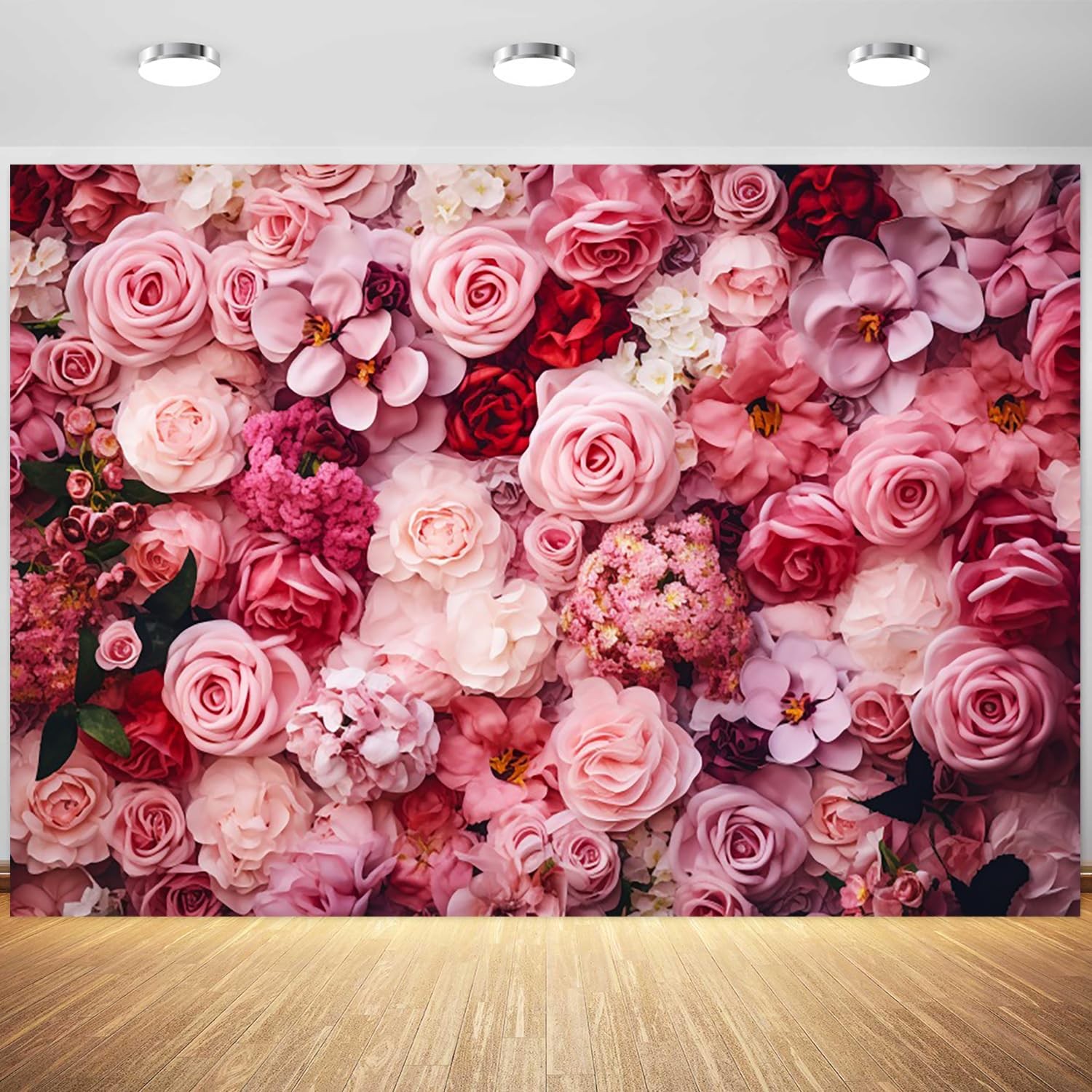 10x8ft Flower Backdrop Pink Red Rose Flowers Floral Wall Photography Background gallery