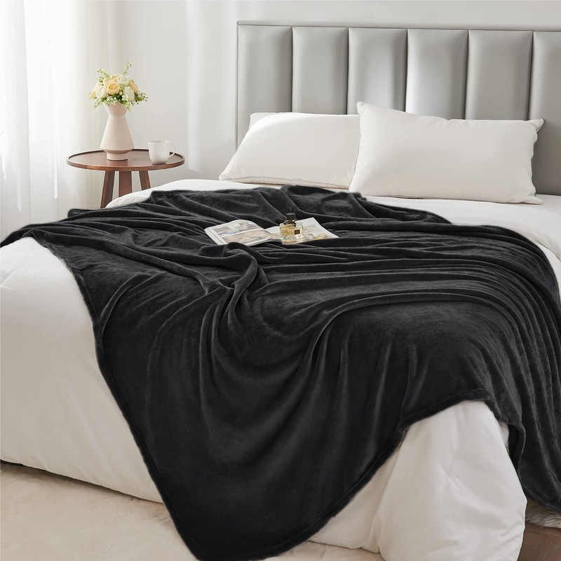Fleece Blanket Black Throw Blankets for Couch & Bed, Luxury Plush Cozy Fuzzy ... gallery