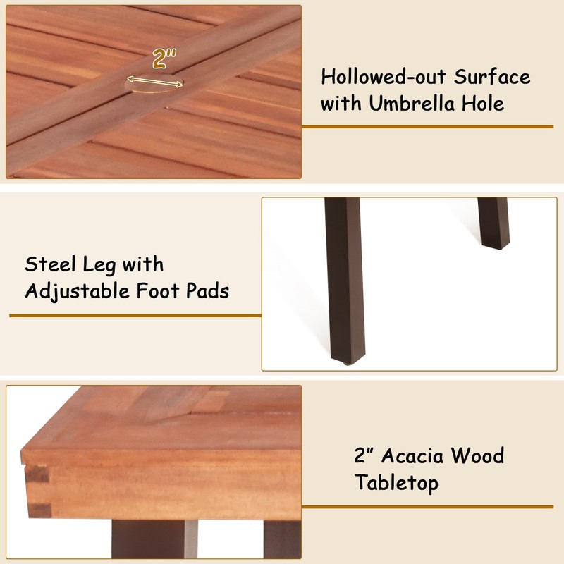 Rectangular Acacia Wood Dining Table Rustic Furniture Indoor &Outdoor gallery