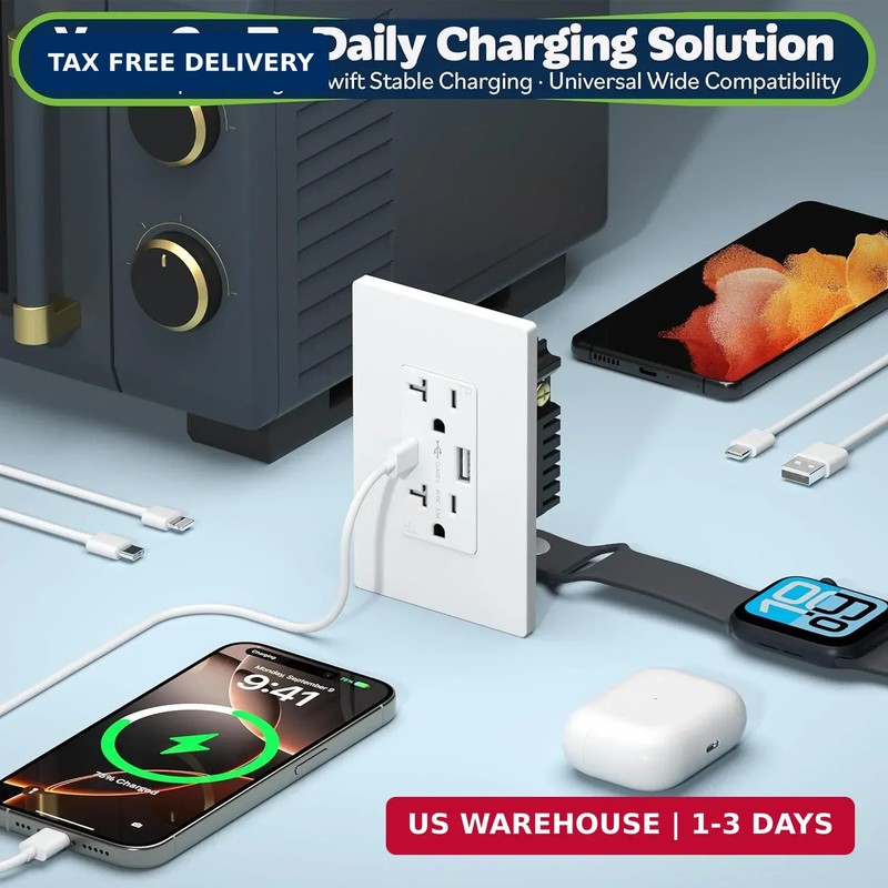 TOPGREENER USB Outlet, Type C & Type A USB Wall Outlet, 20 Amp Tamper-Resistant gallery