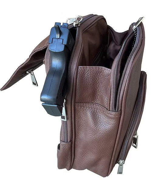 Brown Roma Leathers Compact Leather Concealment Backpack 5