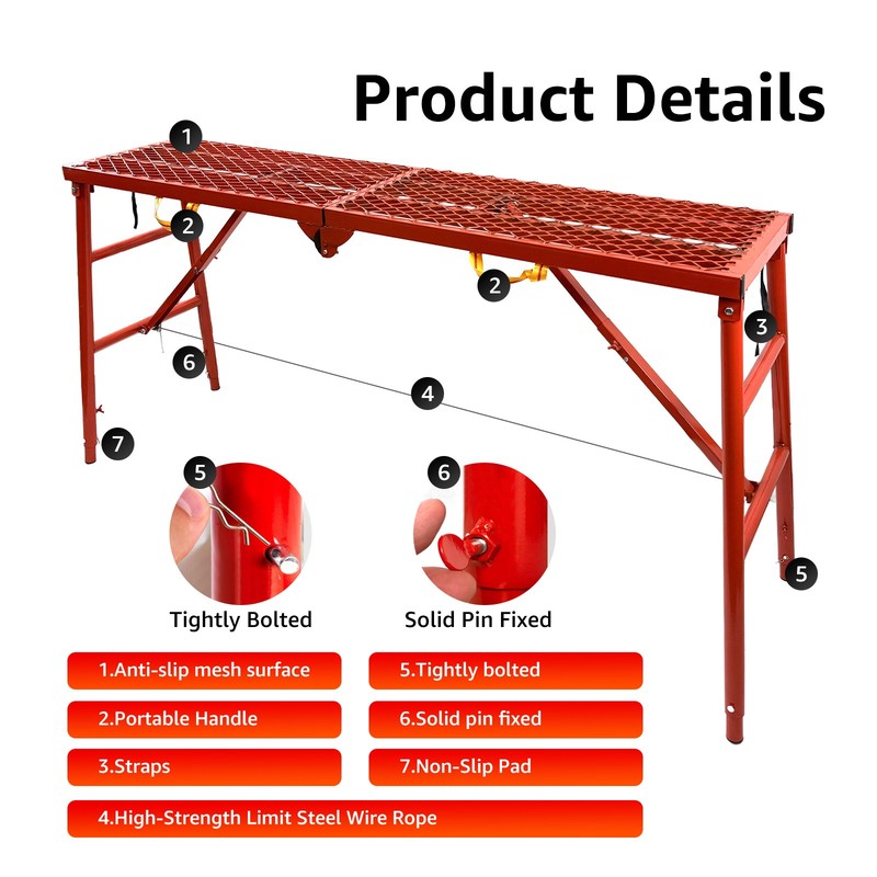 800 LBS Folding Scaffolding Platform 5 Levels Height Adjustable Work Platform gallery