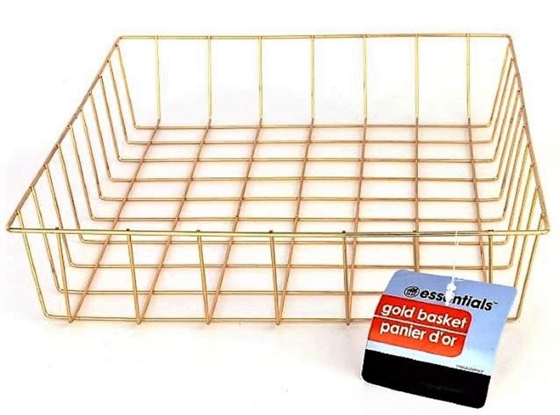 Gold Iron Wire Baskets Trays Round Rectangular Storage Organizer Sets 4 PCS gallery