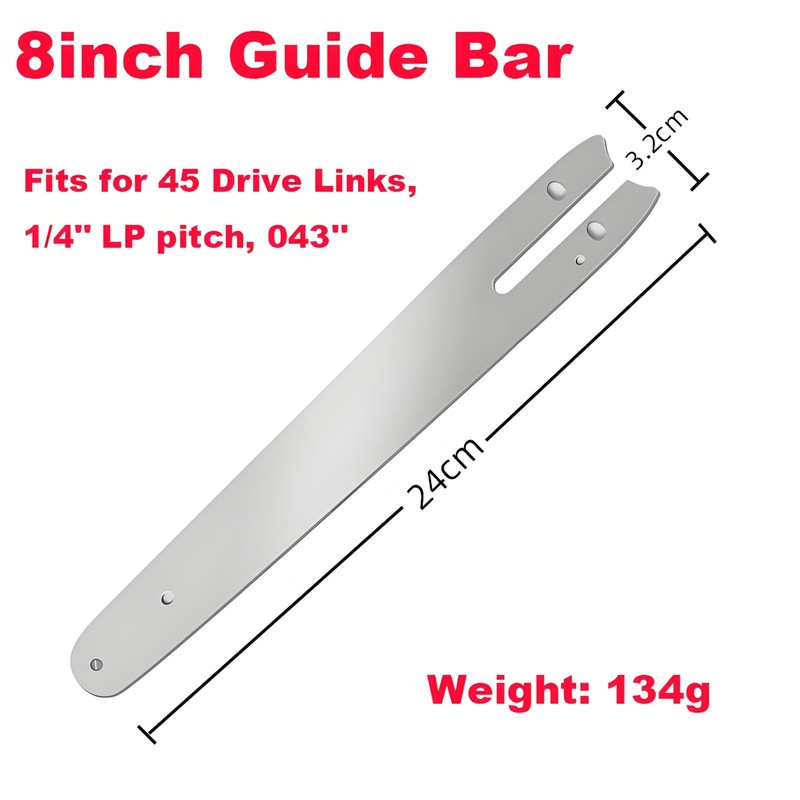 8 Inch Chainsaw Chain Replacement- 2 Chains and 1 Guide Bar for 8 8inch gallery