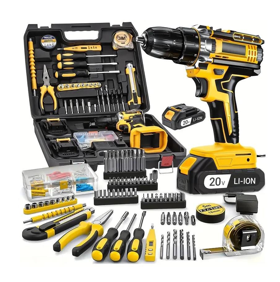 136pcs Electric Cordless Drill Hand Tools Set With Screwdriver Bits 2X Battery gallery