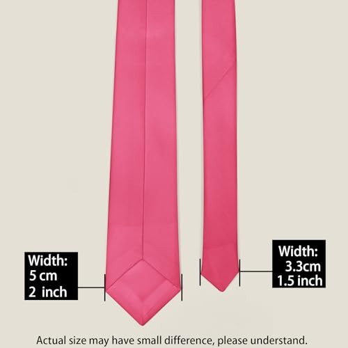 Men's Skinny Ties 2 Inch (5CM) Solid Pure Color Plain Slim Necktie Rose Red gallery
