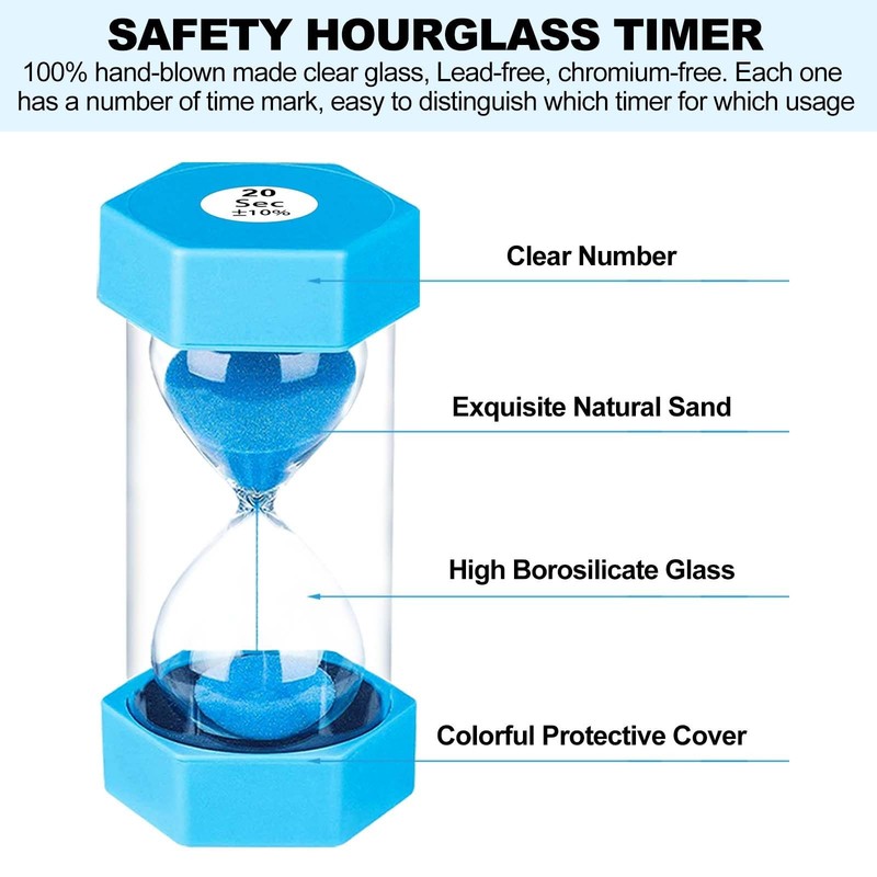 20 Second Sand Timer Hourglass, Unbreakable Blue Sandglass 20 Sec, Small Sand... gallery