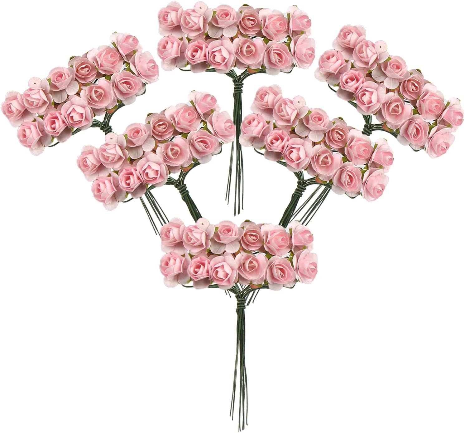 120 pcs Mini Paper Flowers,Mulberry Paper 1/2" Artificial Rose Flower with St... gallery