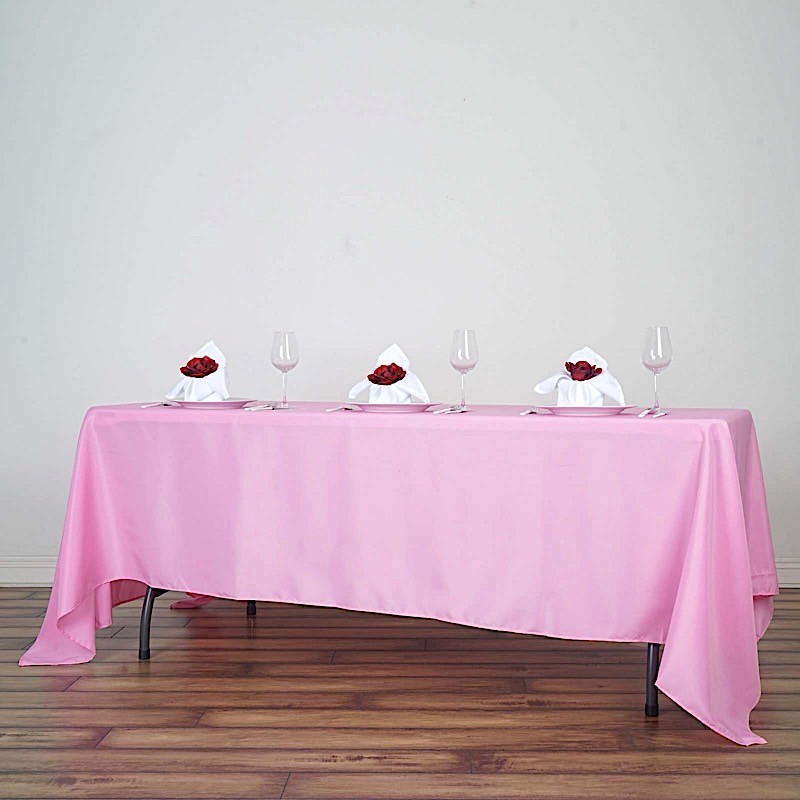 PINK 72x120 RECTANGLE POLYESTER TABLECLOTH Wedding Catering Dinner Supplies gallery