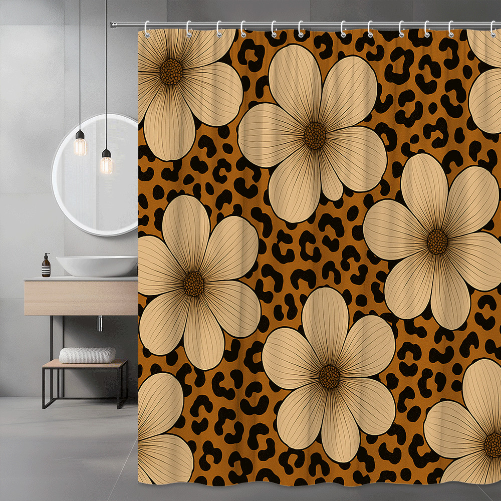 Leopard Floral Shower Curtain - Stylish Bathroom Decor gallery