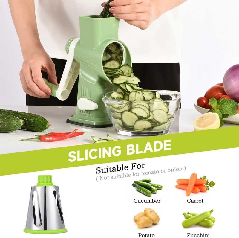 Kitchen Essential: Hand Crank Cheese Grater with 3 Blades & Easy Cleanup gallery