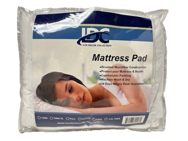 LDC Lux Decor Collection Mattress Pad White fitted Quilted Twin XL gallery