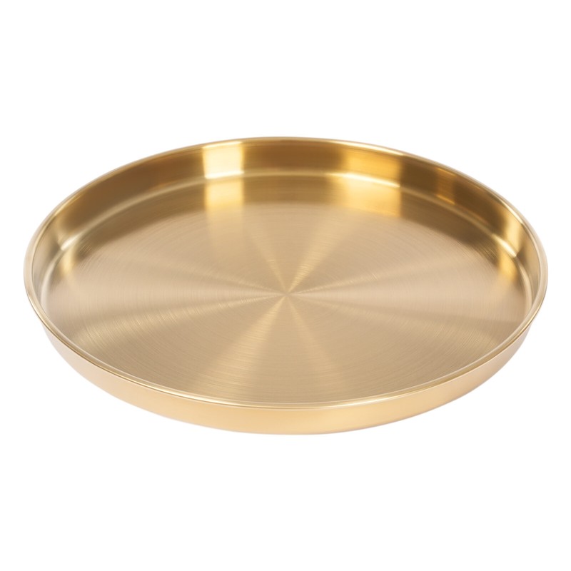 6 Pieces Round Serving Trays Stainless Steel Table Tray Gold Decorative Tray US gallery
