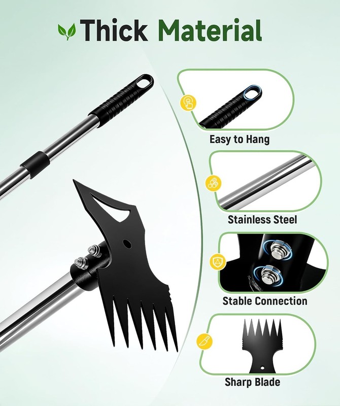71" Weed Puller Tool with Long Handle, 2-in-1 Weed Rake & Garden Hoe, Stand Up W gallery