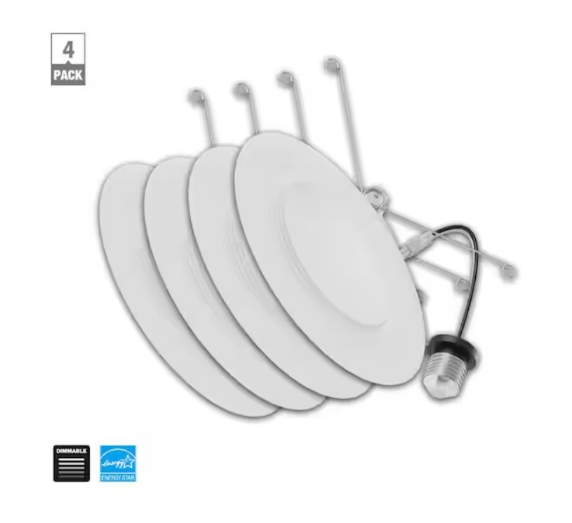 EcoSmart 65W LED Downlight 4 Pack 5-6in Dimmable Bright White E26 New in the Box gallery