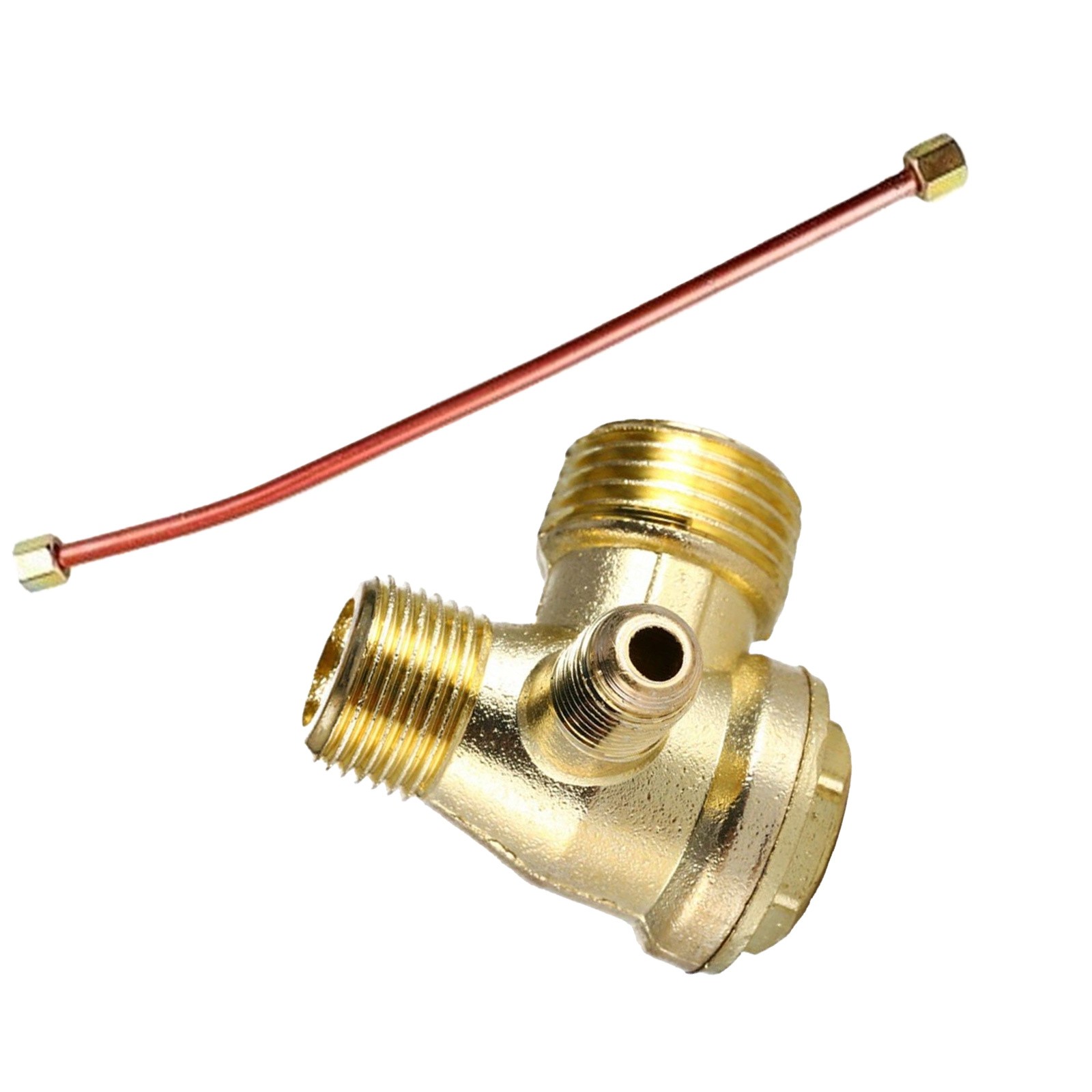 Central Pneumatic Air Compressor Check Valve 3-Port Brass 20mm/16mm/10mm-PartsJx gallery
