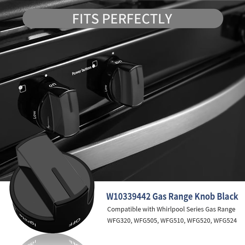 Whirlpool Gas Range Knob fits WFG510S0AS0 WFG520S0AB2 WFG524SLAB0 WFG524SLAW1 gallery