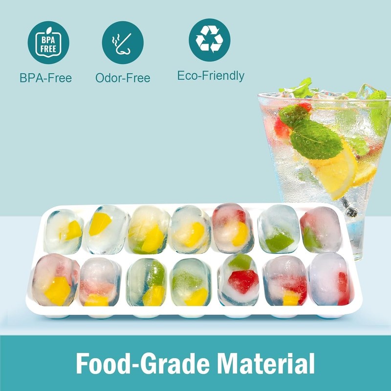 3 Pack Ice Cube Trays with Lids, Flexible Silicone Bottom for Easy Release, S... gallery