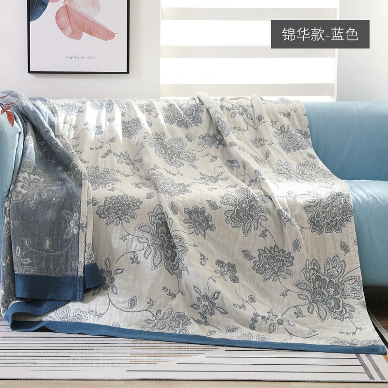 100% Cotton Throw Blanket for Couch 5 Layer Floral Embroidered Blanket 80"X90" gallery