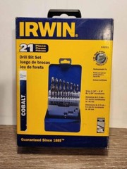 NEW SEALED PACKAGE IRWIN Drill Bit Set Cobalt Alloy Steel Jobber 21-Piece