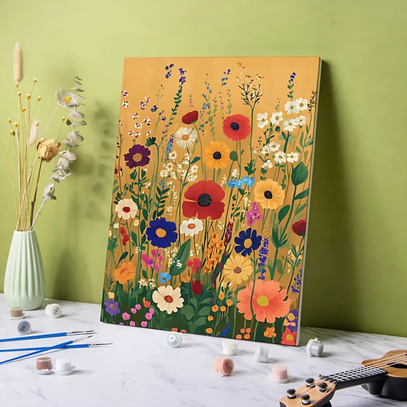 Paint by Numbers Flower Field Kit 24 Colors Beginner DIY Art gallery