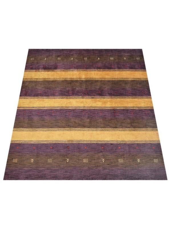 Eco-Friendly Hand Knotted Loom Wool Area Rug Contemporary Purple Gold BBL0A211 gallery