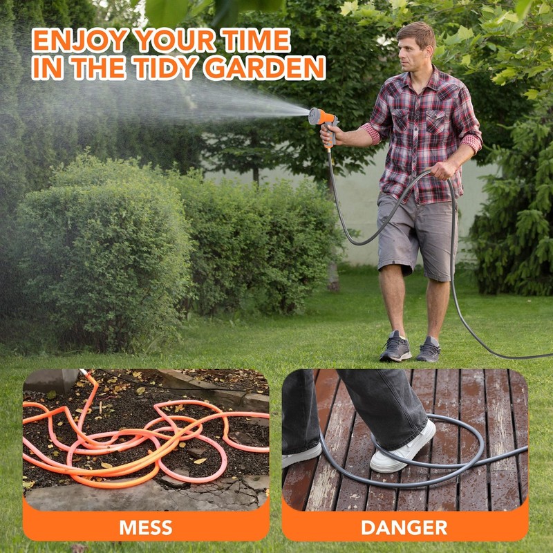 1/2 in x 72 ft Wall Mounted Retractable Garden Hose Reel w/ 9 Function Sprayer gallery