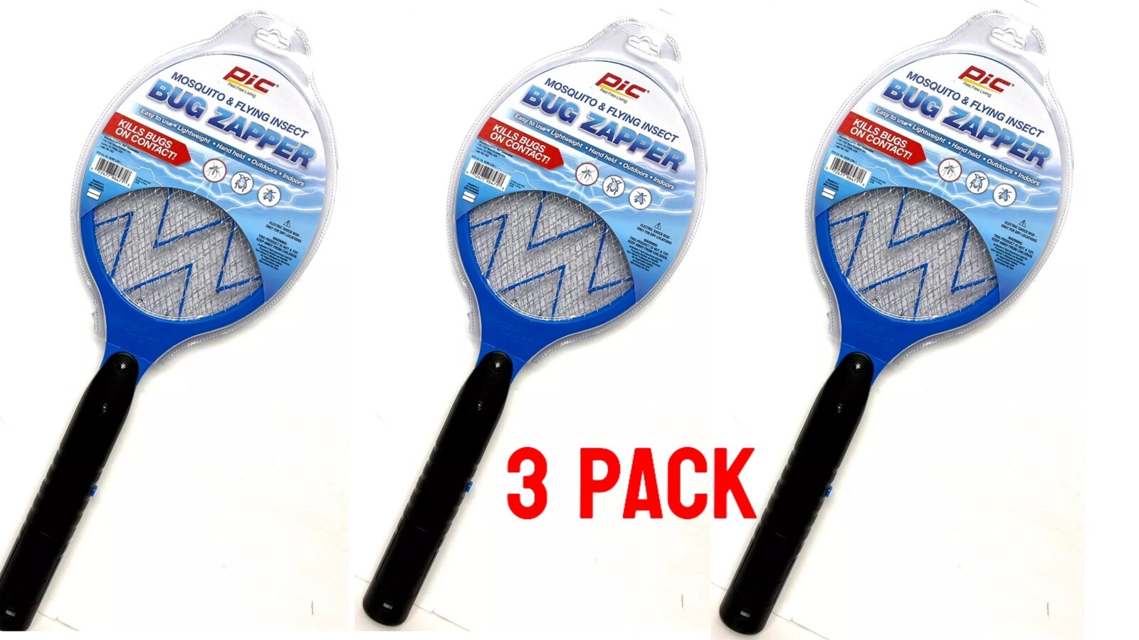 3 PACK Electric Swatter Fly Handheld Mosquito and Flying Insect Bug Zapper gallery