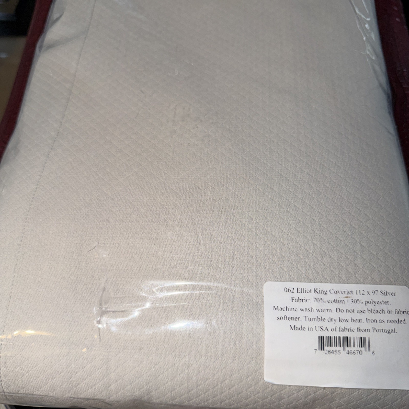 Matouk King Coverlet Elliot Diamond Pique Silver Cotton Polyester New USA gallery