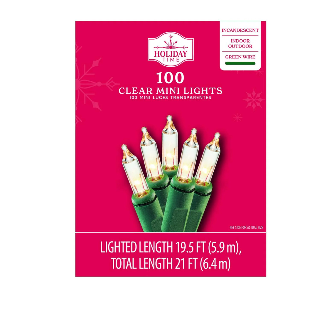 Holiday Time 100 Mini Clear Lights Incandescent Indoor/Outdoor 19.5ft Free S&H gallery