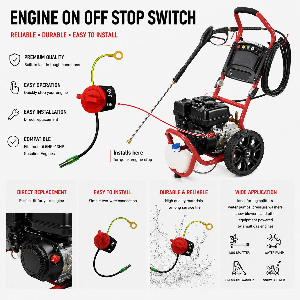 On-Off Power Switch For A-ipower Pressure Washer AWP2700 AWP3100 2700 3100 PSI gallery