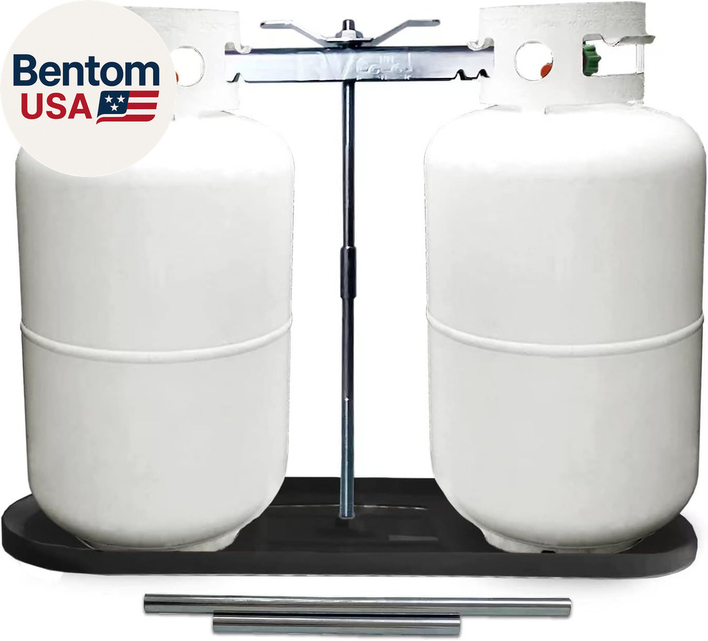 RV Dual Propane Tank Mounting Rack 40Lb,30Lb and 20Ld Tanks for Camper and Trave