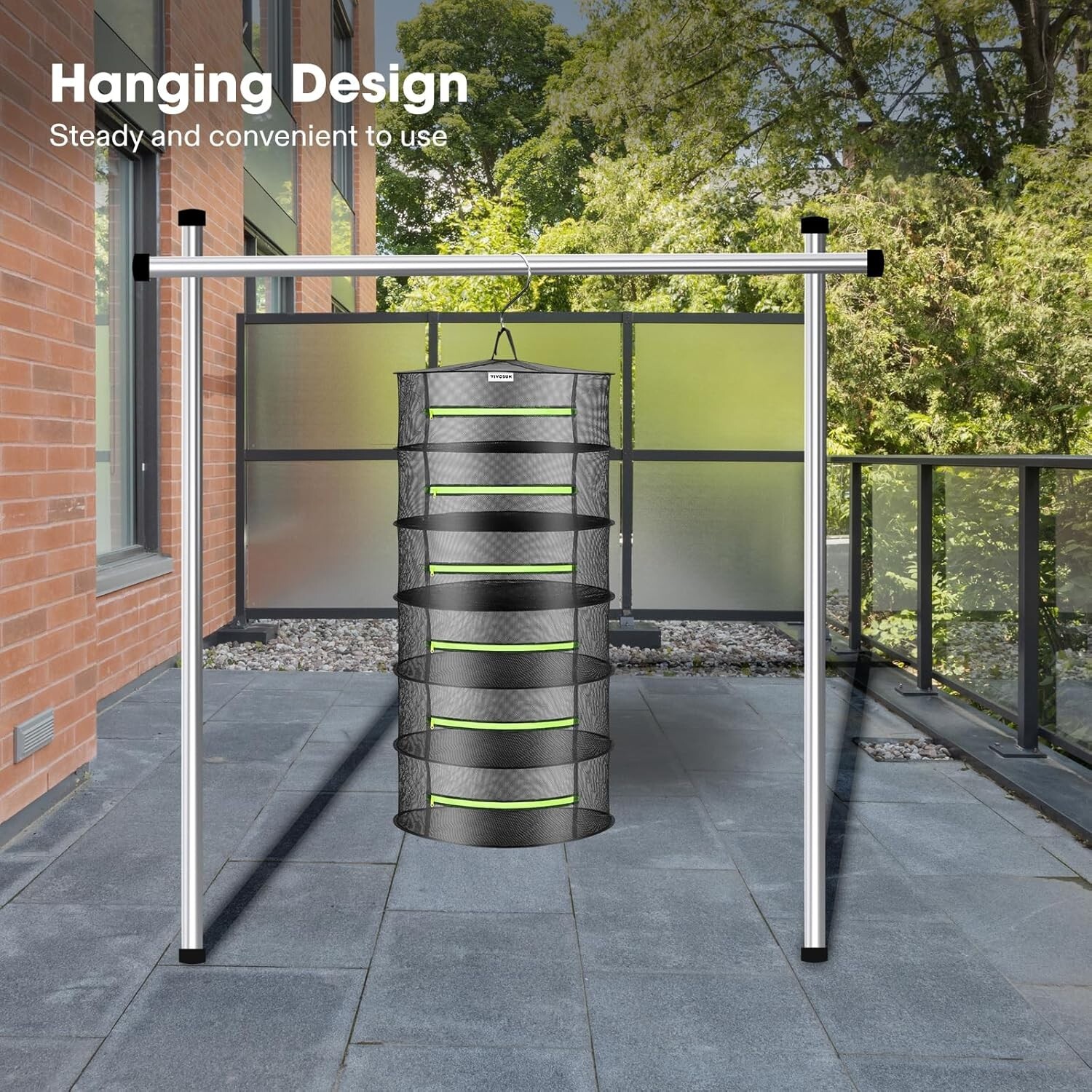 VIVOSUN 2-8 Layer Herb Drying Rack Hanging Mesh Net Zipper & Pruner Collapsible gallery