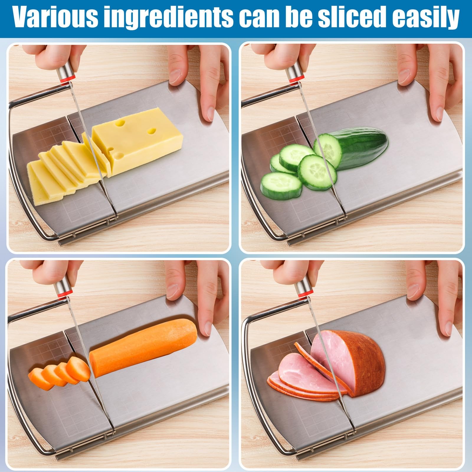 Cheese Slicer Butter Slicer Stainless Steel Cutter Board with Blade Multipurpose gallery