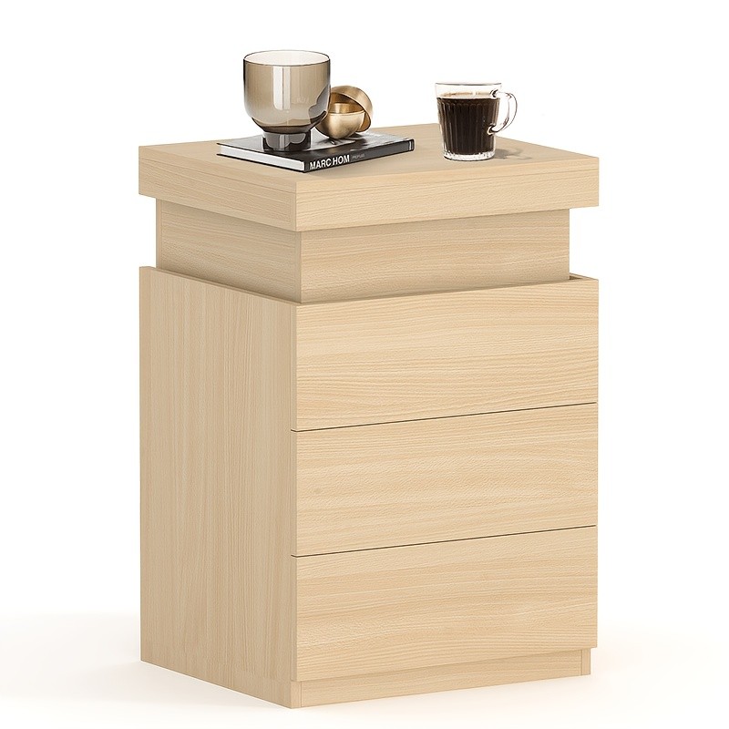 3 Drawer Nightstand with Charging Station and LED Lights gallery