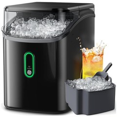 Compact Countertop Nugget Ice Maker for Quick Refreshing Drinks, 33lbs Capacity