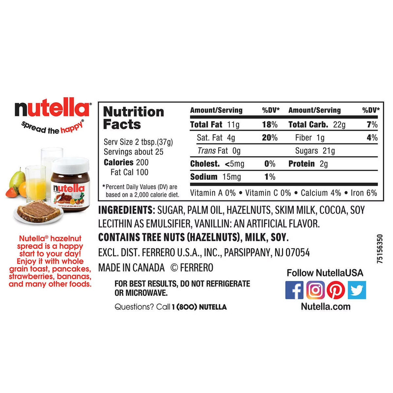 Nutella Hazelnut Spread with Cocoa for Breakfast, 33.5 oz Jar pack of 2 gallery