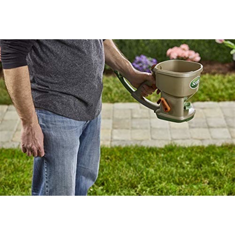 Hand-Powered Spreader for Grass Seed Fertilizer Salt and Ice Melt gallery
